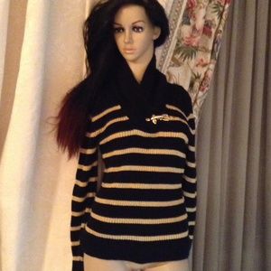 Ralph Lauren sweater. METELIC GOLD AND BLACK
